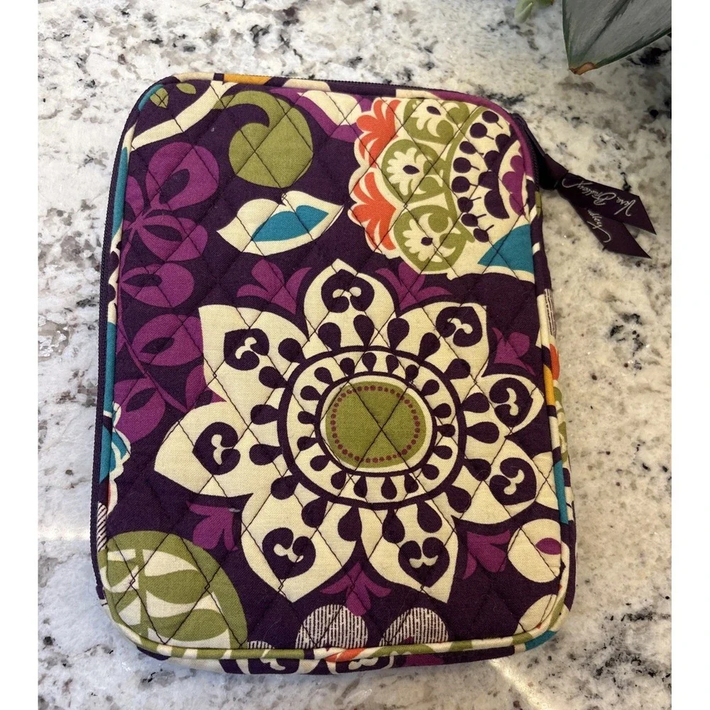 Retired Plum‎ Crazy Quilted Cotton Floral Design Tablet Case 9 X 6.5 Inches